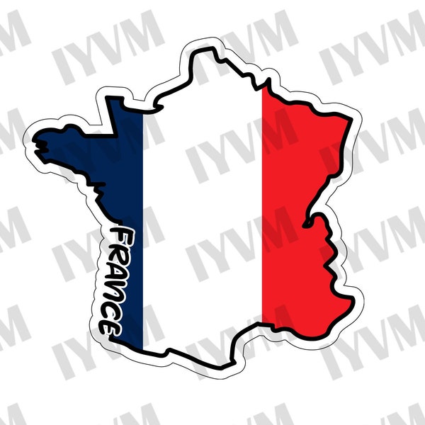 France Map Flag Sticker Decal / French Republic / Paris / French / Liberté, égalité, fraternité