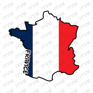 Frankreich Karte zum Aufbügeln Heat Transfer Vinyl HTV / Französische Republik / Paris / Französisch / Liberté, égalité, fraternité