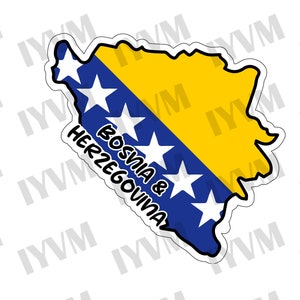 Bosnia and Herzegovina Map Flag Sticker Decal / Sarajevo / Bosnian / Herzegovinian / BiH / B&H / Bosnia–Herzegovina