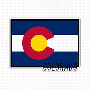 State of Colorado Map Flag Sticker Decal  USA Colorado State  Denver  The Centennial State  Buffalo Plains State  Colorful Colorado /