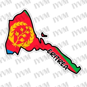 Eritrea Map Flag Sticker Decal / State of Eritrea / Asmara / Tigrinya / Eritrean