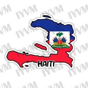 Decalque adesivo com bandeira do mapa do Haiti / República do Haiti / Hayti / Liberté, égalité, fraternité / Porto Príncipe / Haitiano