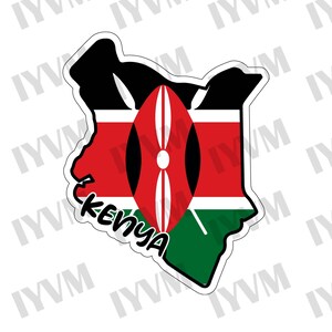 Kenya Map Flag Sticker Decal / Republic of Kenya / Harambee / Nairobi / Kenyan