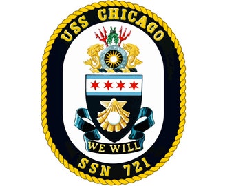 USS Chicago SSN-721 Badge Aufkleber Aufkleber Los Angeles Klasse Angriff U-Boot Auto Aufkleber Autoaufkleber für Auto Emblem
