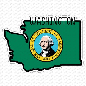 Staat Washington Kaart Vlag Sticker Decal USA Washington State Olympia The Evergreen State