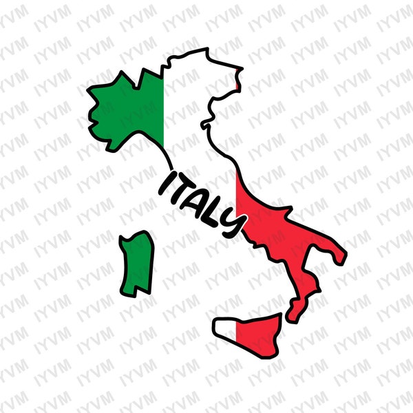 Italy Map Iron On Heat Transfer Vinyl HTV / Italian Republic / Republic of Italy / Rome /