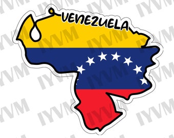 Venezuela Map Flag Sticker Decal / Bolivarian Republic of Venezuela / República Bolivariana de Venezuela / Caracas / Venezuelan