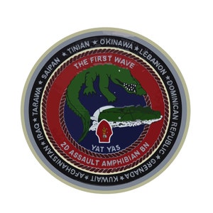 Pegatina con insignia del Cuerpo de Marines de EE. UU., 2. ° batallón anfibio de asalto, pegatina para parachoques de coche de la primera ola, emblema de coche