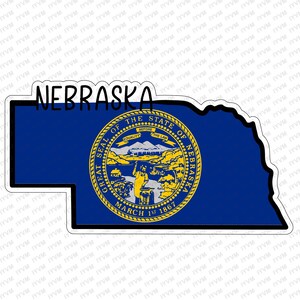 State of Nebraska Map Flag Sticker Aufkleber USA Nebraska State Lincoln The Cornhusker State Antelope State Beef State / Bugeating State