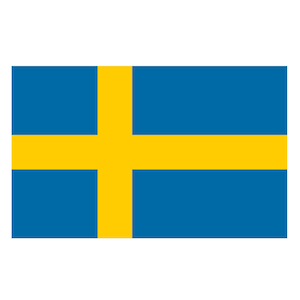 May include: The flag of Sweden, a blue rectangle with a yellow cross in the center.