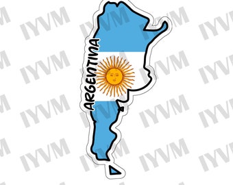Argentina Map Flag Sticker Decal / Buenos Aires / En unión y libertad / Argentine Argentinian