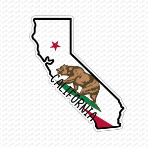 État de Californie Carte Drapeau Autocollant Sticker USA California State Sacramento The Golden State San Francisco Los Angeles / San Diego /