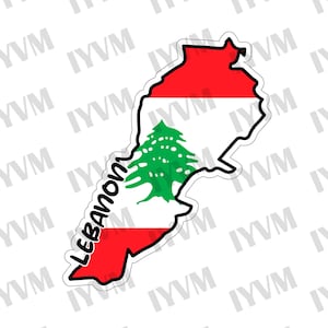 Lebanon Map Flag Sticker Decal / Republic of Lebanon / Lebanese Republic / Beirut / Lebanese
