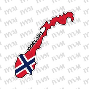 Norway Map Flag Sticker Decal / Norwegian / Kingdom of Norway / Oslo