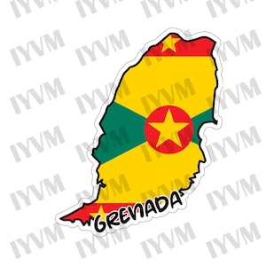 Grenada Karte Flagge Aufkleber Aufkleber Gwenad Grenadische Creole Französisch immer bewusst von Gott Wir Aspire, Build und Fortschritt als ein Volk St. George's