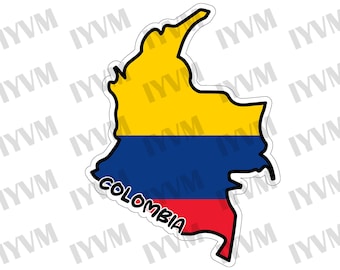 Colombia Map Flag Sticker Decal / Republic of Colombia / Libertad y Orden / Bogotá / Colombian