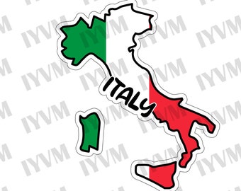 Italy Map Flag Sticker Decal / Italian Republic / Republic of Italy / Rome /