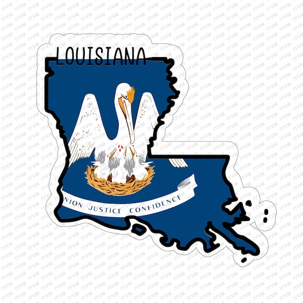 State of Louisiana Map Flag Sticker Decal  USA Louisiana State  Baton Rouge  The Pelican State