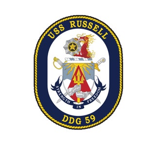 USS Russell DDG-59 Badge Aufkleber Aufkleber Arigh Burke Class Destroyer Auto Aufkleber Autoaufkleber für Auto Emblem