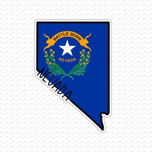 Staat Nevada Kaart Vlag Sticker Decal USA Nevada State Carson City The Silver State Battle Born State Sagebrush State / Casino State