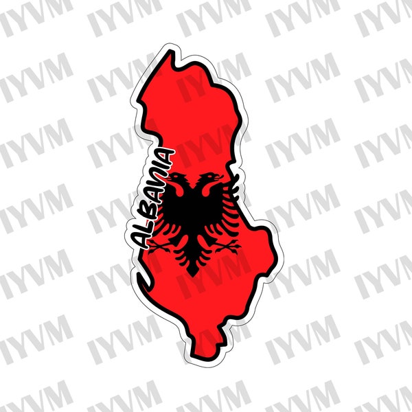 Albania Map Flag Sticker Decal / Tirana / Ti Shqipëri, më jep nder, më jep emrin Shqipëtar / Albanian