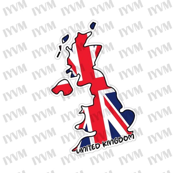 United Kingdom Map Flag Sticker Decal / United Kingdom of Great Britain and Northern Ireland / UK / Britain / London /