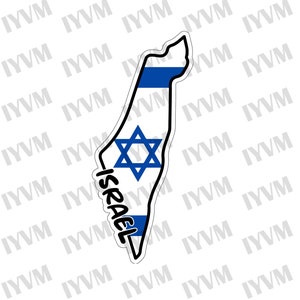 Israel Map Flag Sticker Decal / State of Israel / Jerusalem / Hebrew /