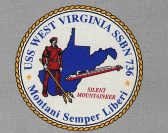 USS West Virginia SSBN-736 Badge Iron on Heat Transfer Vinyl HTV