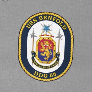 USS Benfold DDG-65 Badge Iron On Heat Transfer Vinyl HTV Arleigh Burke Class Destroyer