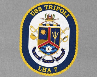 USS トリポリ LHA-7 バッジ アイロン接着熱転写ビニール HTV アメリカ