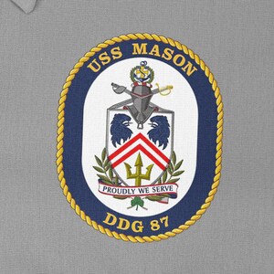 USS Mason DDG-87 Badge Iron On Heat Transfer Vinyl HTV Arleigh Burke Class Destroyer