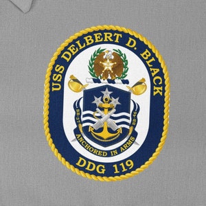 USS Delbert D. Black DDG-119 Badge Iron On Heat Transfer Vinyl HTV Arleigh Burke Class Destroyer