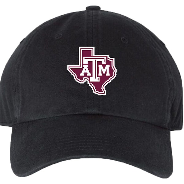 Texas A&M Aggies University Black Cotton Ball Cap Personalize it with Your Name