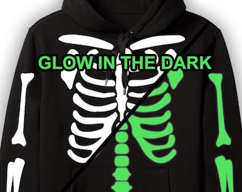 Glow in the Dark Skeleton Hoodie Sweatshirt for Halloween Costume