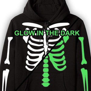Glow in the Dark Skeleton Hoodie Sweatshirt for Halloween Costume