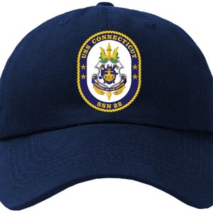 USS Connecticut SSN-22 Badge Baseball Cap Hat Hook & Loop Closure Seawolf Class Attack Submarine