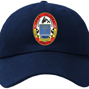 USS Alaska SSBN-732 Badge Baseball Cap Hat Hook & Loop Closure Ohio Class Ballistic Missile Submarine