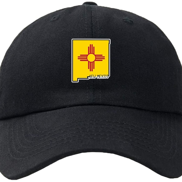 New Mexico Map Flag Baseball Cap Hat Hook & Loop Closure  USA New Mexico State  Santa Fe  The Land of Enchantment  Land of Sunshine