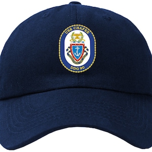 USS Chafee DDG-90 Badge Baseball Cap Hat Hook & Loop Closure Arleigh Burke Class Destroyer