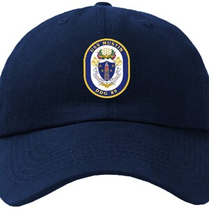 USS Mustin DDG-89 Badge Baseball Cap Hat Hook & Loop Closure Arleigh Burke Class Destroyer