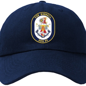 USS Russell DDG-59 Badge Baseball Cap Hat Hook & Loop Closure Arleigh Burke Class Destroyer