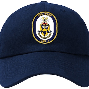 USS Wasp LHD-1 Badge Baseball Cap Hat Hook & Loop Closure Wasp Class Amphibious Assault Ship