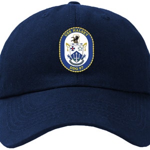 USS Halsey DDG-97 Badge Baseball Cap Hat Hook & Loop Closure Arleigh Burke Class Destroyer