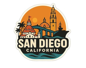 San Diego Kalifornien Stryk-på värmeöverföringsvinyl HTV-stansad stadssilhuett landmärkesdesign