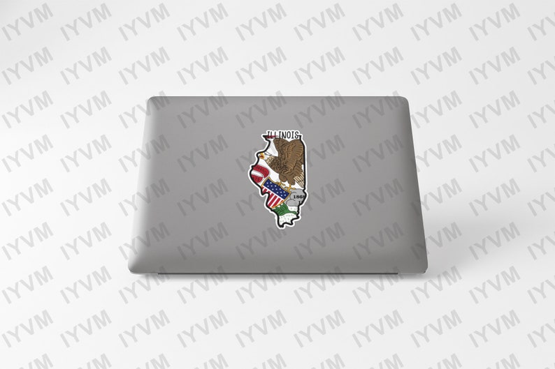 State of Illinois Map Flag Sticker Decal USA Illinois State Springfield ...