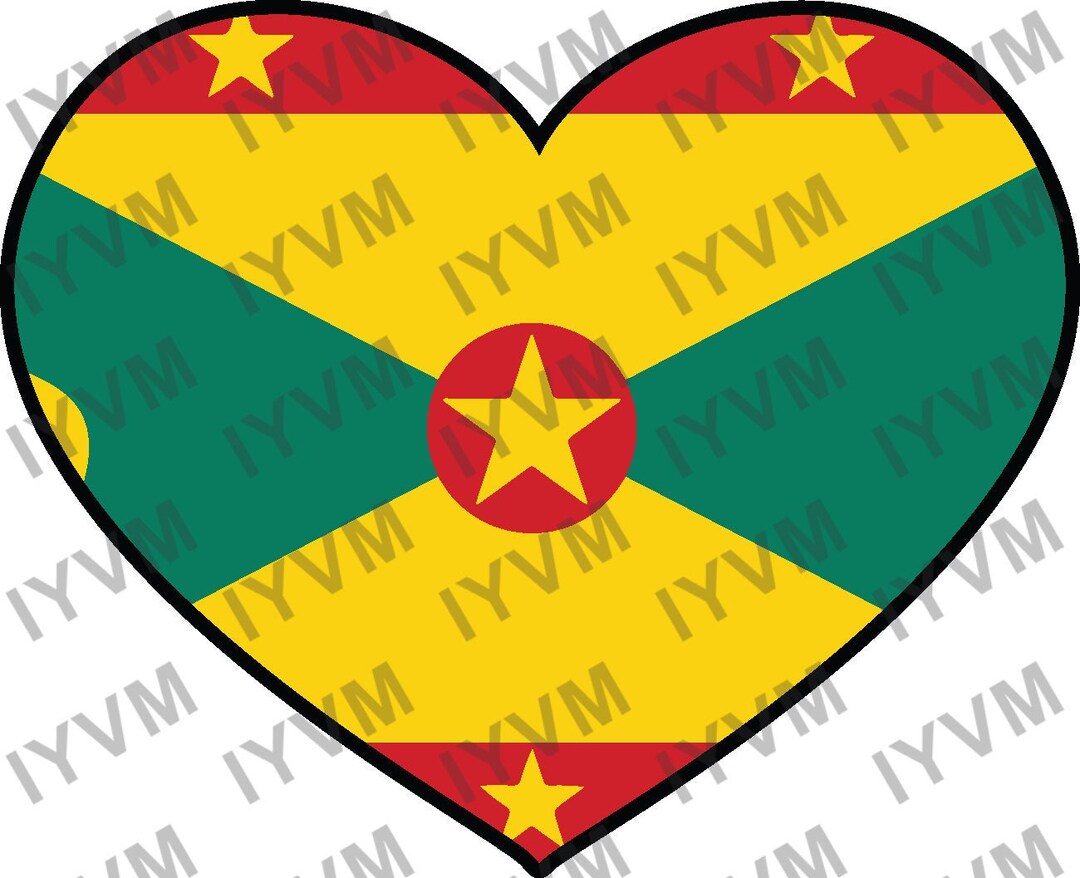 Grenada Flag Heart Sticker Decal Gwenad Grenadian Creole French Ever ...