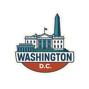Adesivo de vinil recortado com design de marco do horizonte da cidade de Washington DC