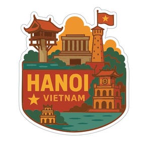 Hanoi Vietnam Stryk-på värmeöverföringsvinyl HTV-stansad stadssilhuett landmärkesdesign