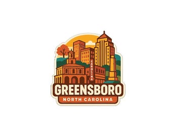 Greensboro North Carolina Sticker Decal Vinyl Die-Cut City Skyline Landmark Design