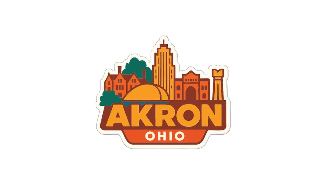 Akron Ohio Sticker Decal Vinyl Die-cut City Skyline Landmark Design - Etsy